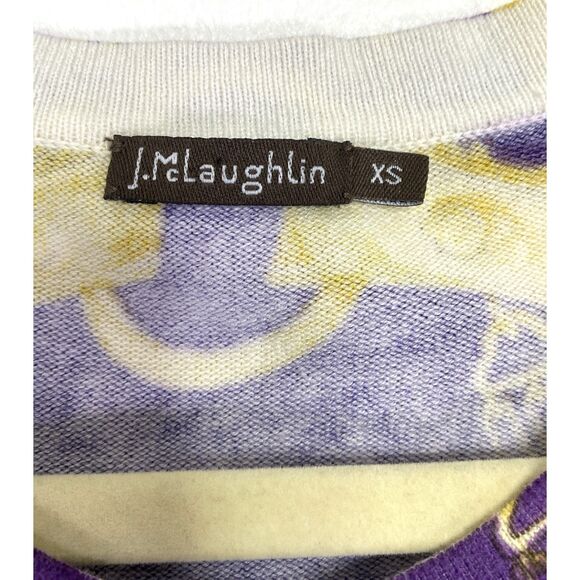 J McLaughlin Purple Gold Button Down Cotton Blend Cardigan Layered Sweater Sz XS - Picture 5 of 11